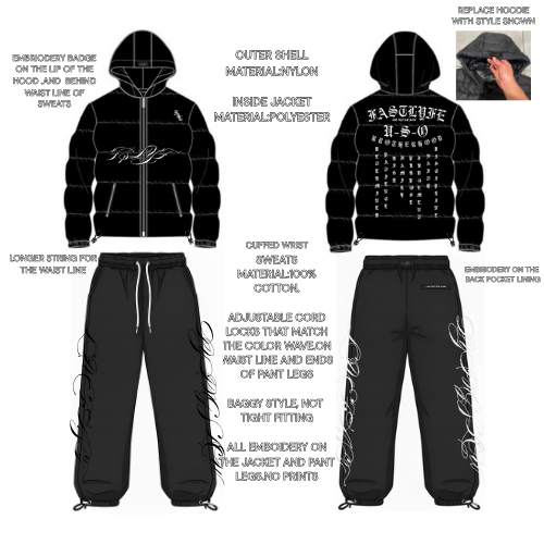 Black F$L Puffer Jacket/Sweats Set